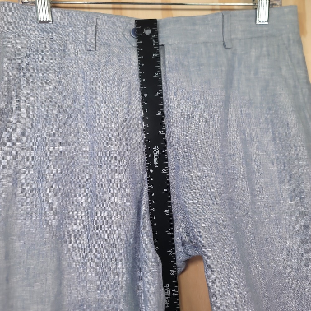Bar III Dress Pants Mens Size 31x30 Blue 100% Linen Slim Fit Straight Preppy - Picture 6 of 15
